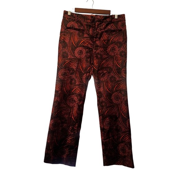 Anthropologie Velvet Kick Flare Pants Womens 8 Floral Bohemian Corpcore Burnout - Picture 1 of 16
